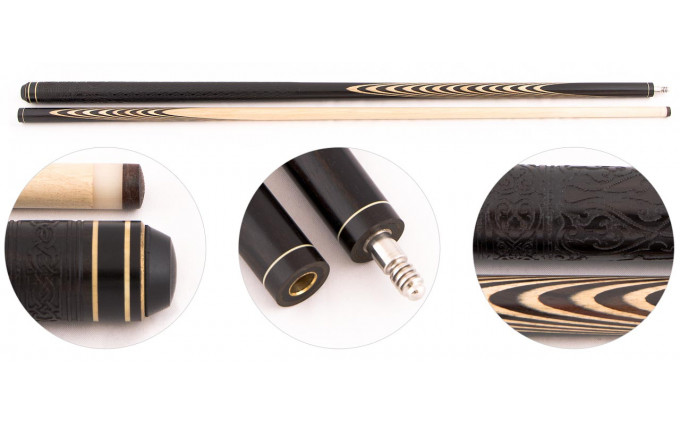 Кий для русского бильярда 2-pc "Мастер Люкс 12-8" (эбен, макасар, граб) гравировка Кий для русского бильярда 2-pc "Мастер Люкс 12-8" (эбен, макасар, граб) гравировка